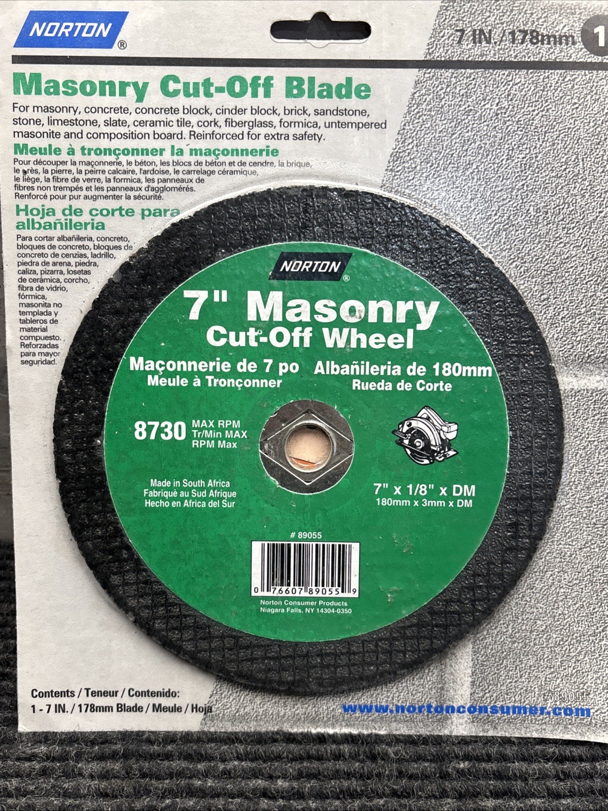 Norton 7-inch Masonry Cutting Wheel Blade 89055
