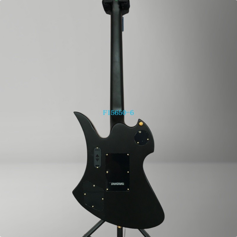 Matte Black Electric Guitar Yellow Binding FR Bridge Gold Hardware 2V2T In Stock