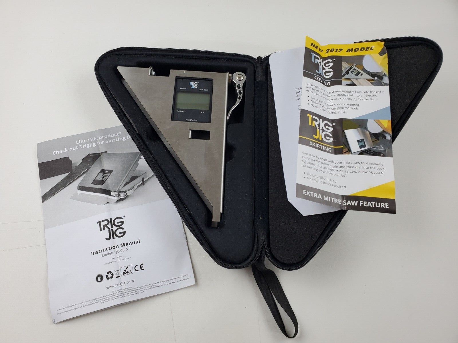 Trig Jig Adjustable Digital Coving and Skirting Mitre Tool with Case TJC-08-01