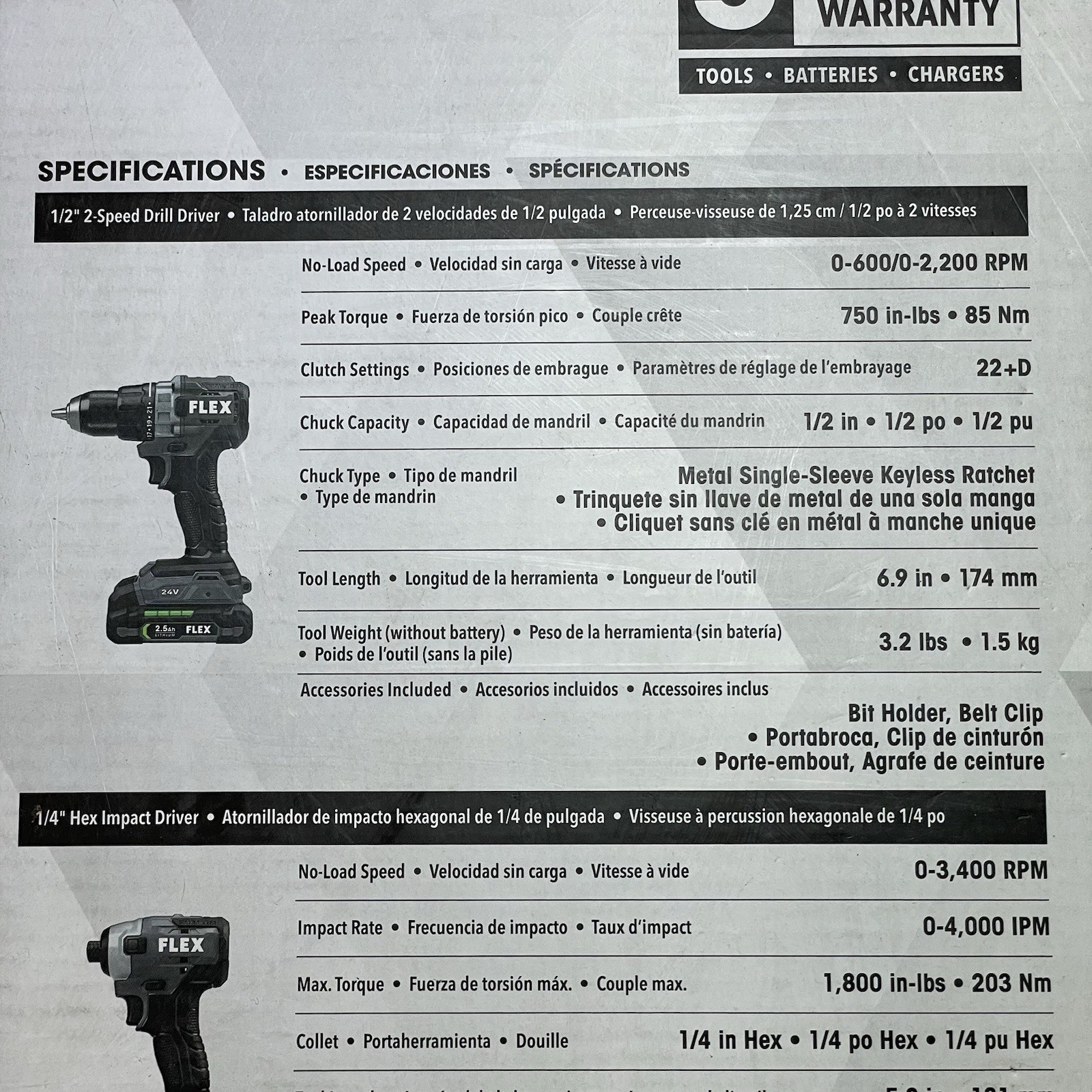 FLEX 24V Brushless Drill & Impact Driver Combo Kit 2 Batteries/Case FXM201-2AP