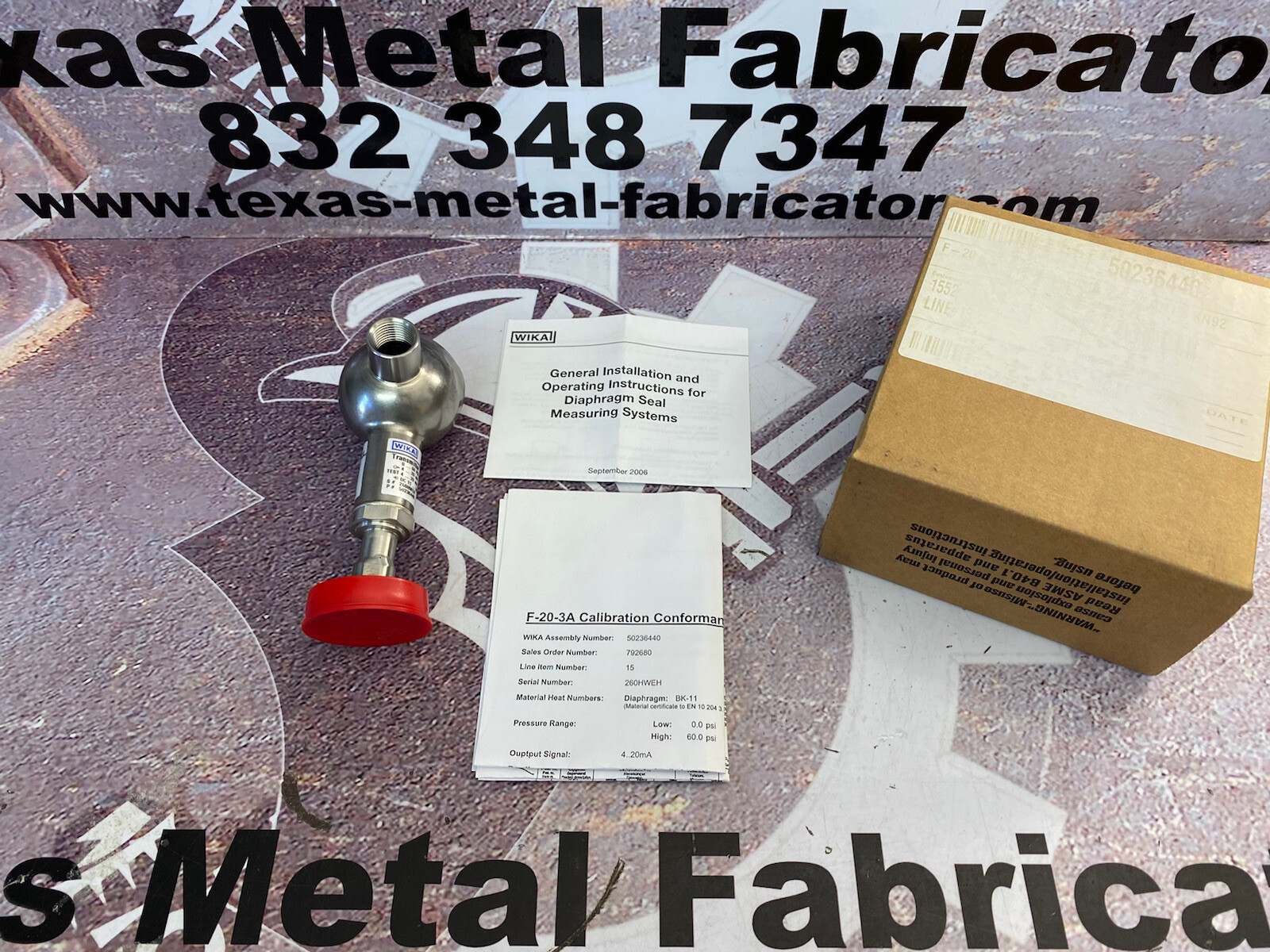 Wika F-20-3A Industrial Pressure Transmitter 60PSI DN1.5” Conn.