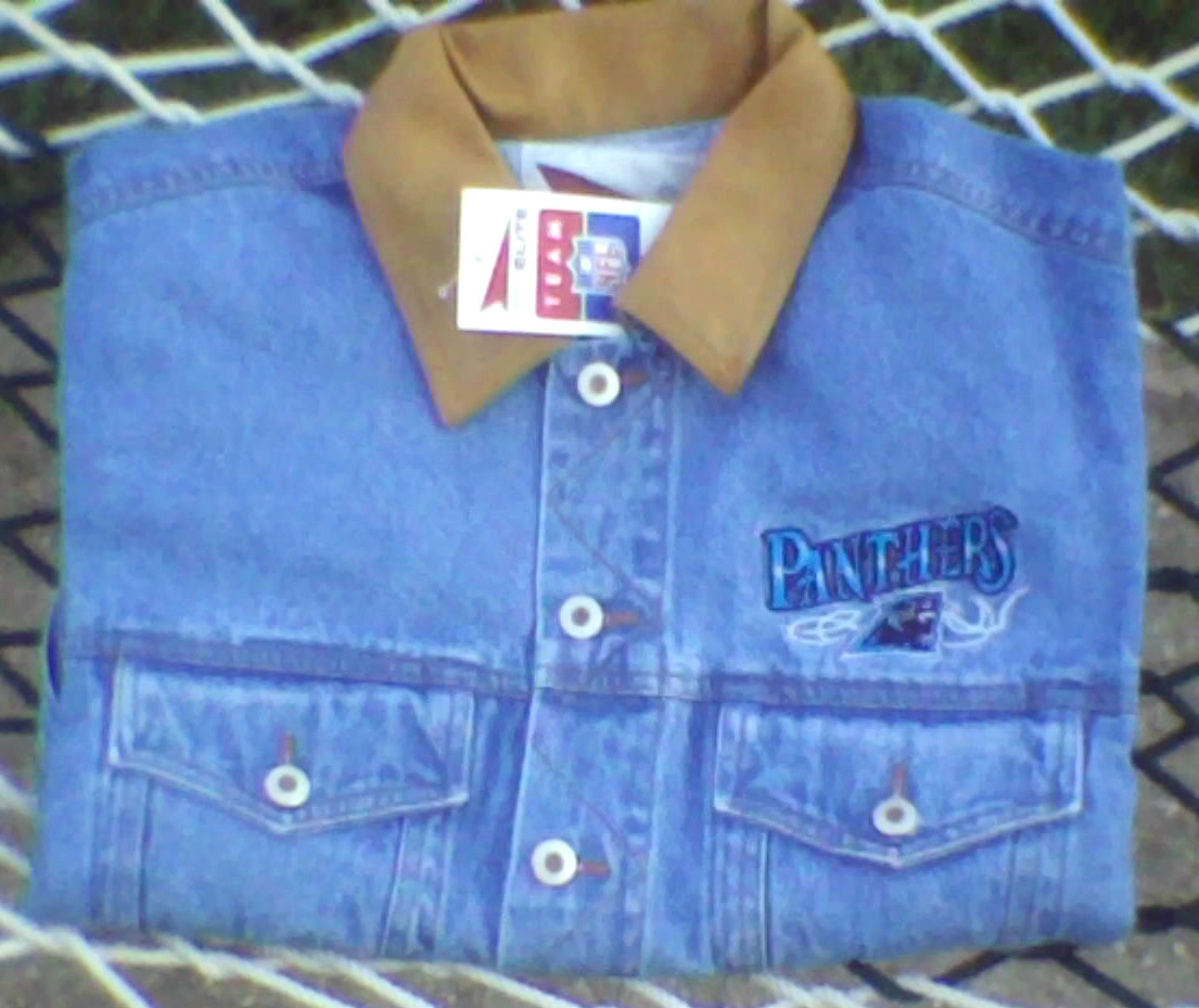 Carolina PANTHERS Denim Jean Jacket Blue NWT M L XL Levis Style Jersey Shirt WOW
