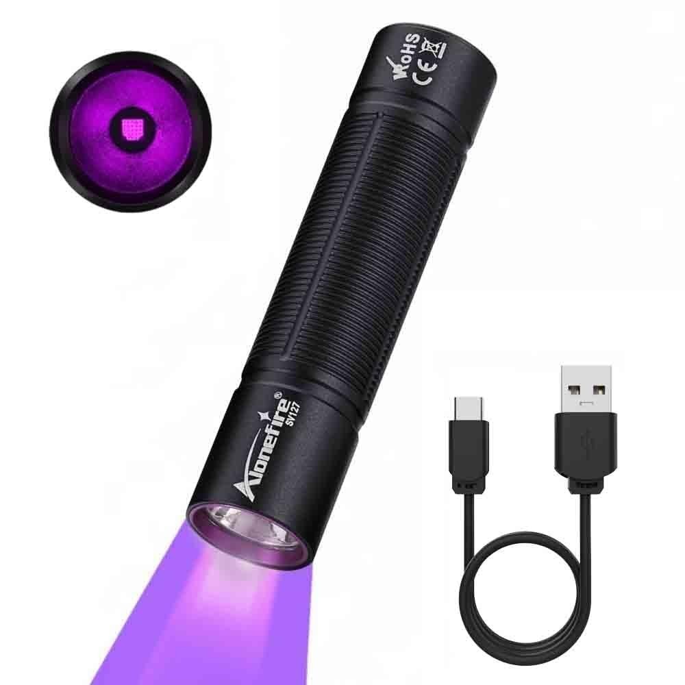 395nm UV Flashlight Mini Blacklight USB C Rechargeable Rechargeable