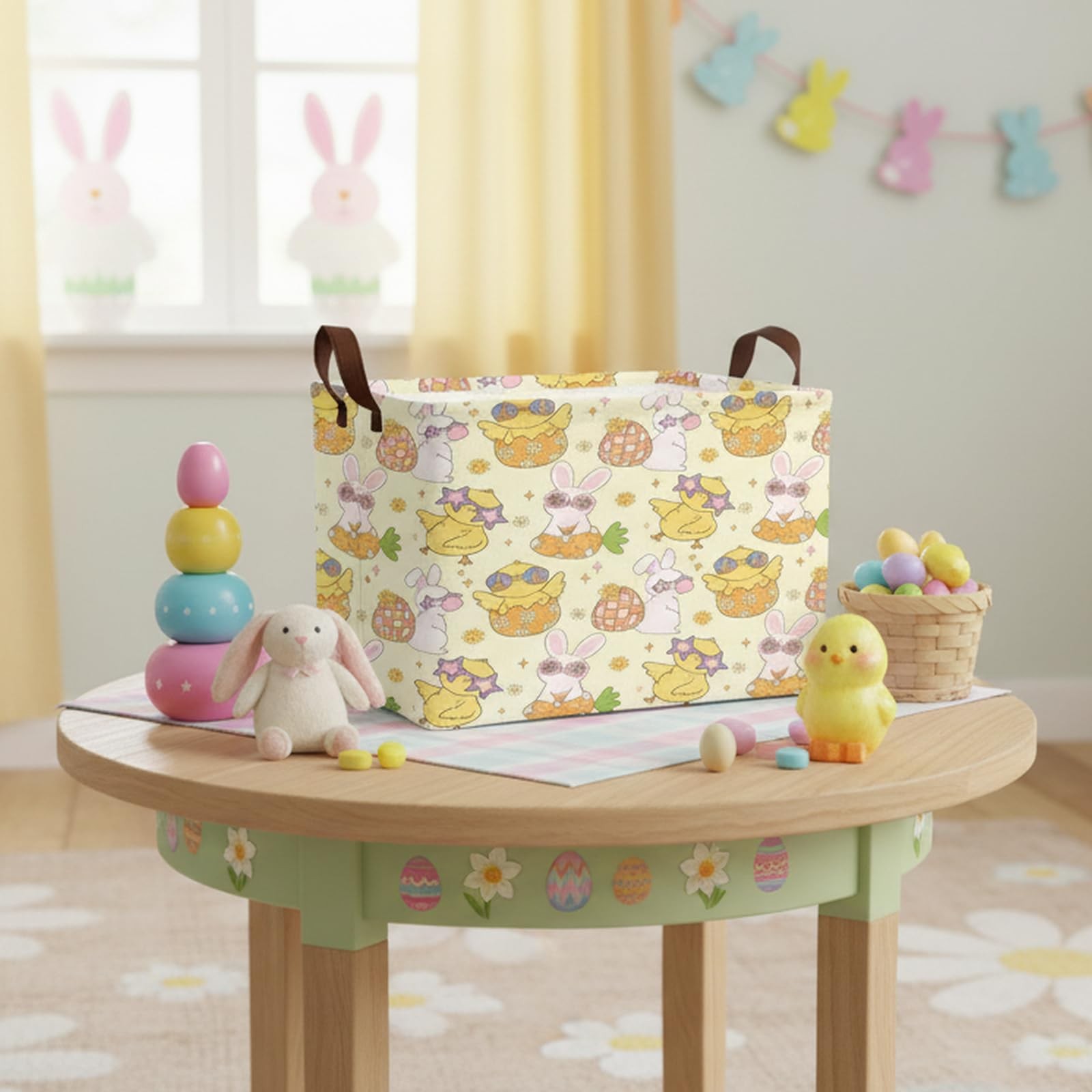 Large Rectangular Cute Kid Easter Basket Empty Bunny Eggs Easter Basket Gift ...