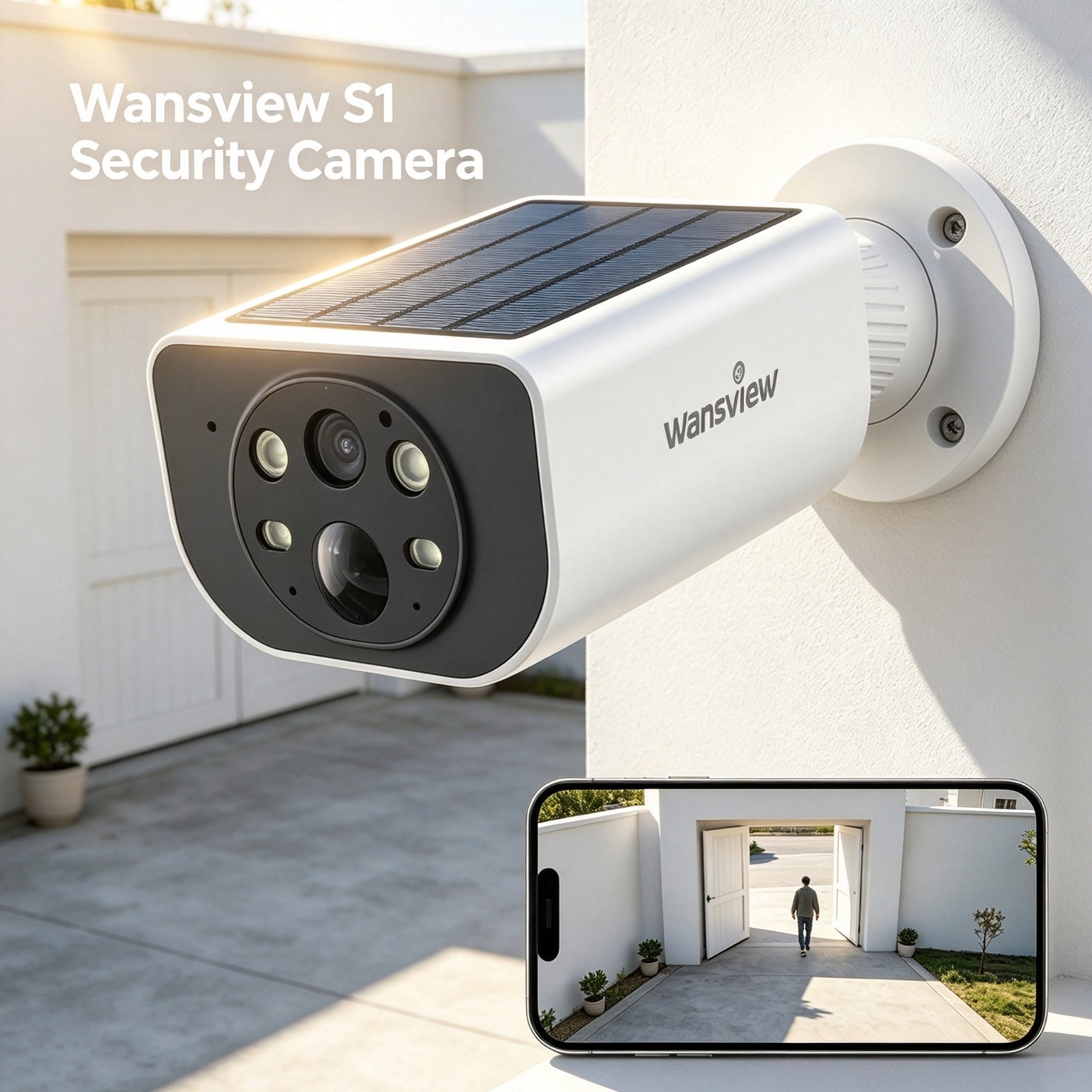 Wansview Outdoor Security Camera Wireless WiFi Solar Powered Color Night Vision