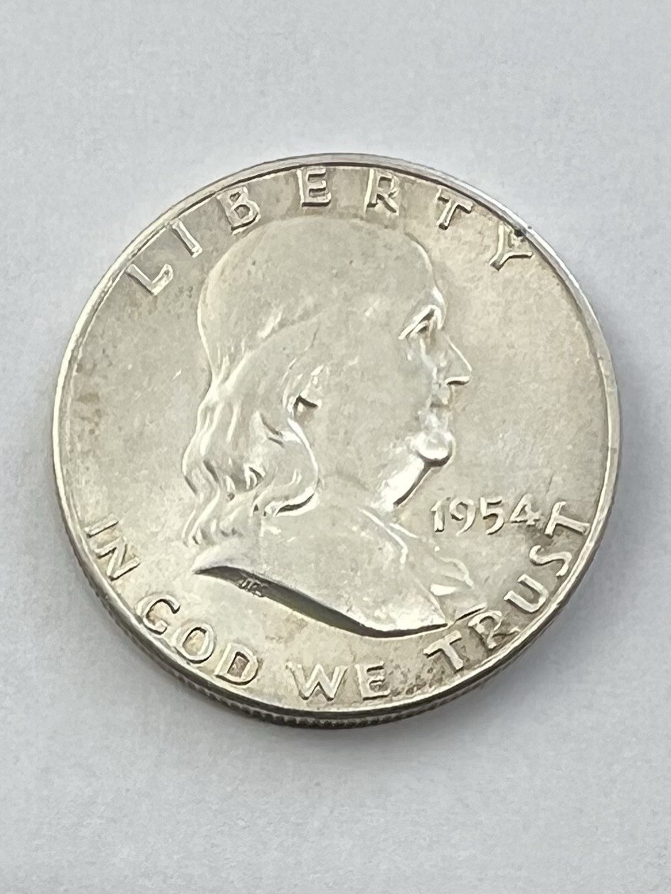 1954 S San Francisco Mint 90% Silver Franklin Half Dollar