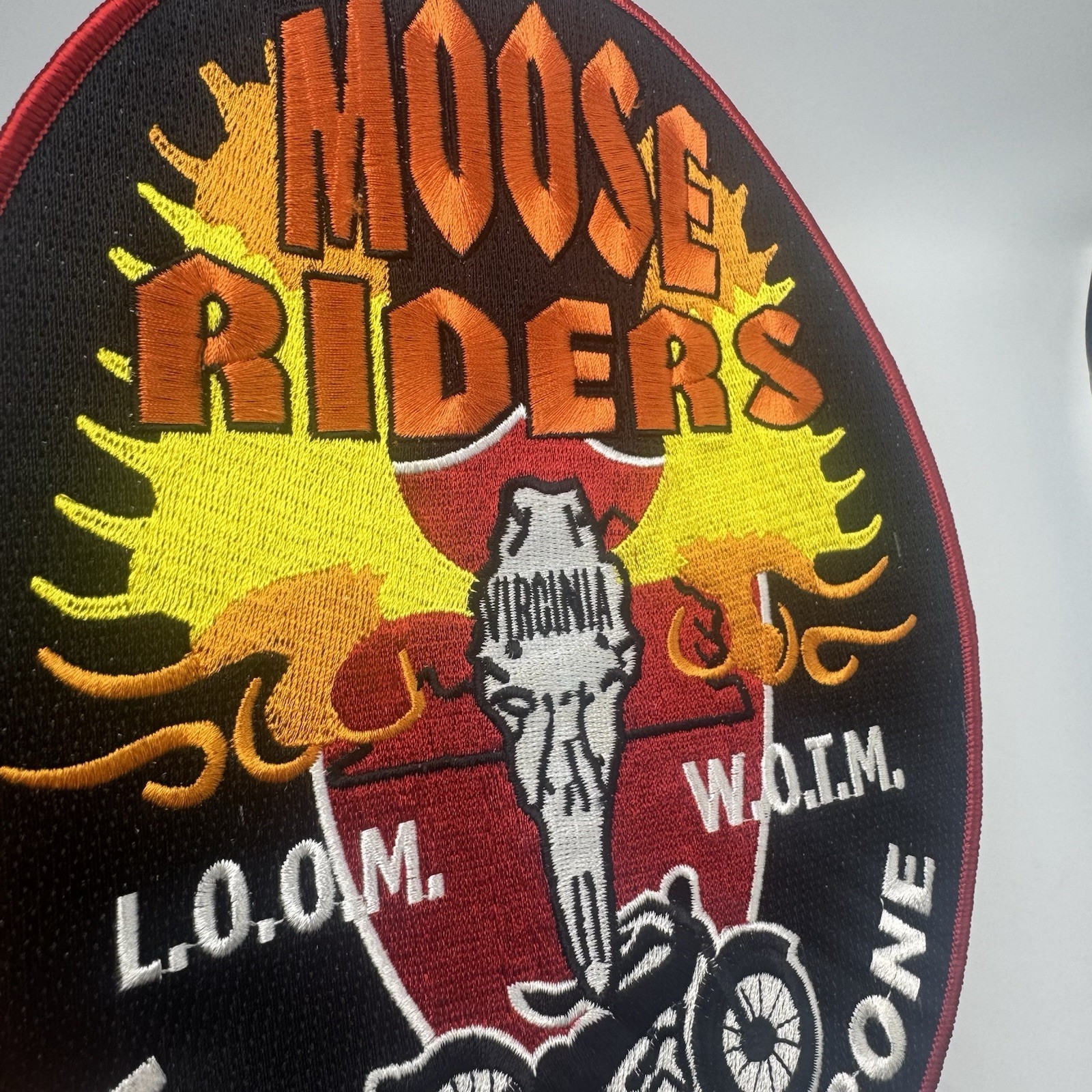 Moose Riders Motorcycle Jacket Patch Virginia Loyal To The Bone Large NEW