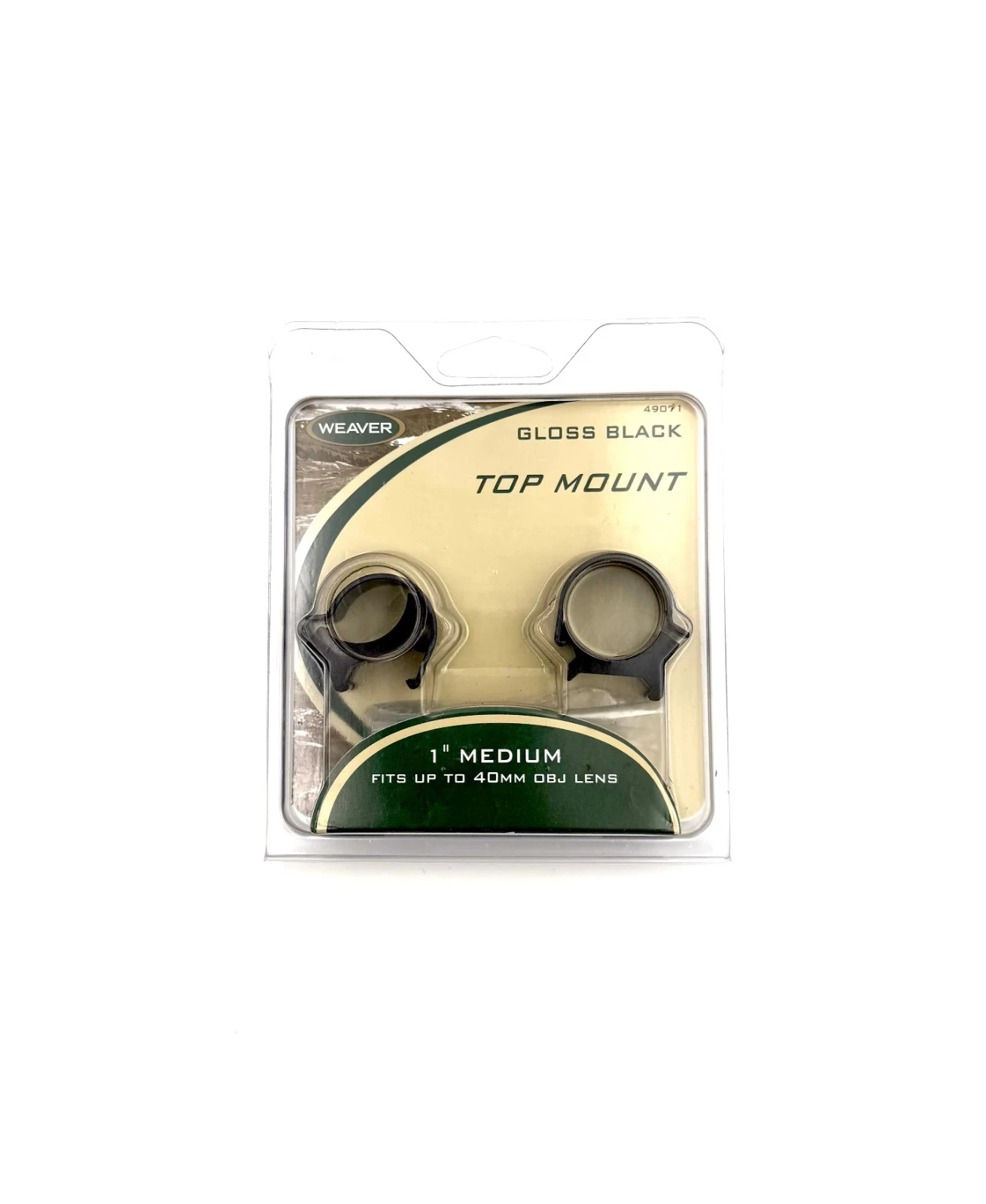 Weaver Top Mount - Gloss Black 1” Medium - Fits up to 40mm Obj Lens