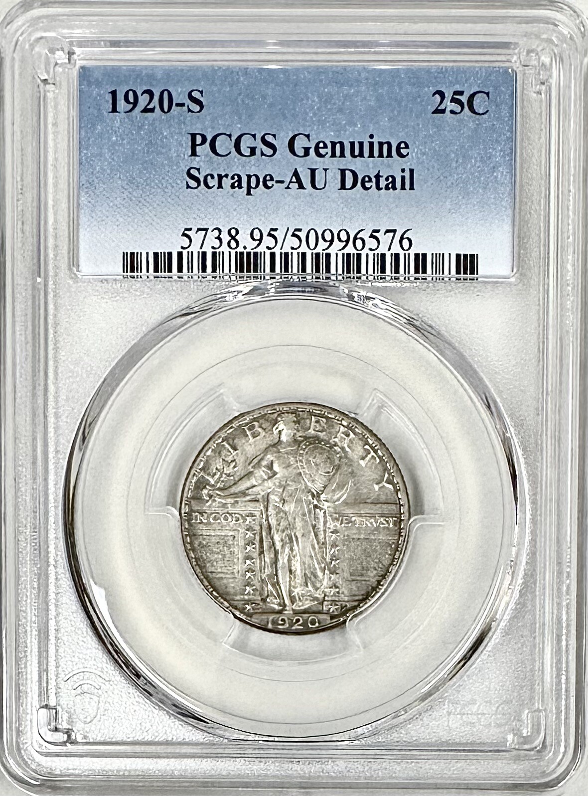1920 S STANDING LIBERTY QUARTER PCGS AU DETAILS SCRAPE