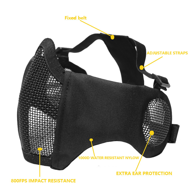 Tactical Foldable Mesh Mask With Airsoft Paintball Baseball Cap ACU
