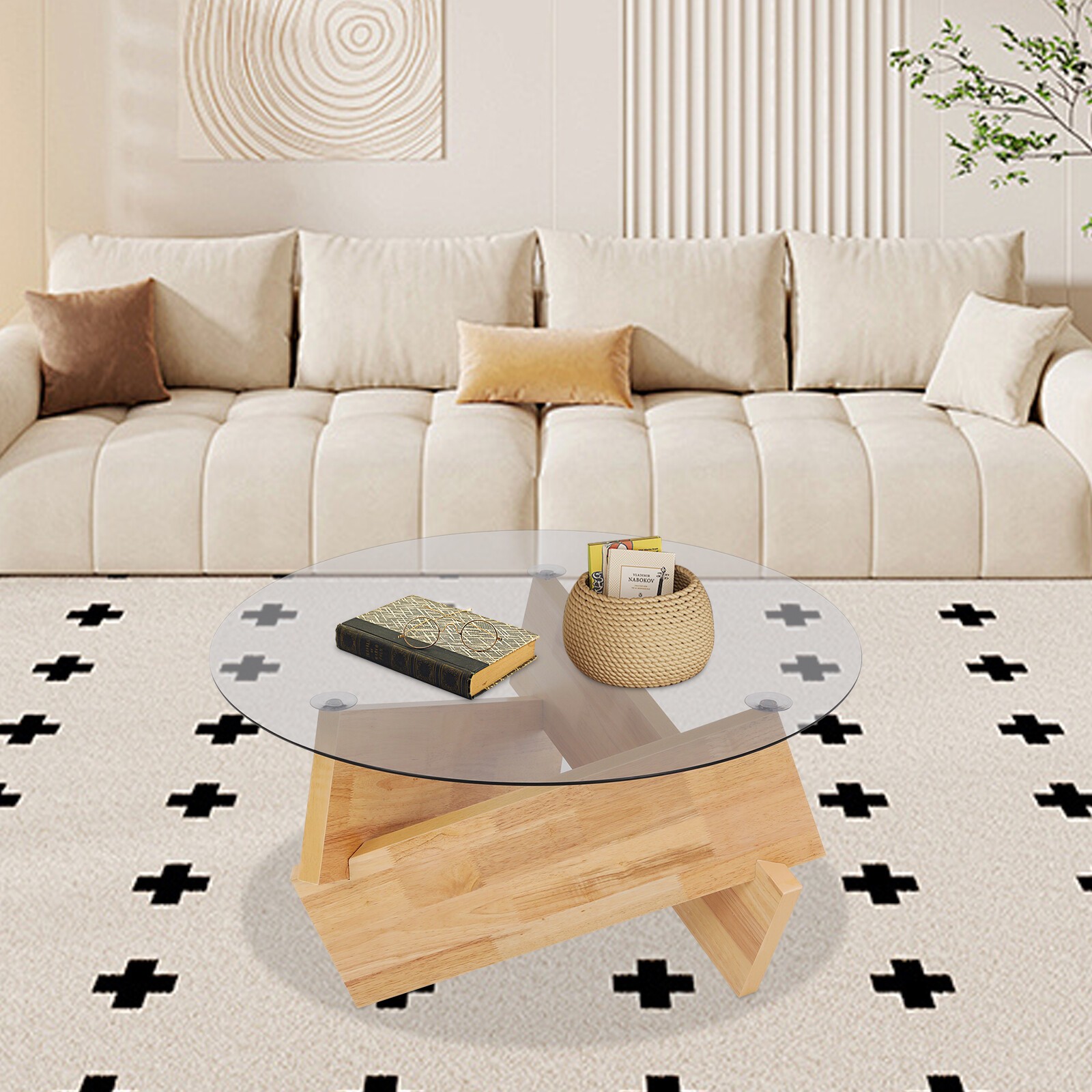16.1'' H Round Modern SideTable Side Table with Tempered Glass Top End Table ?