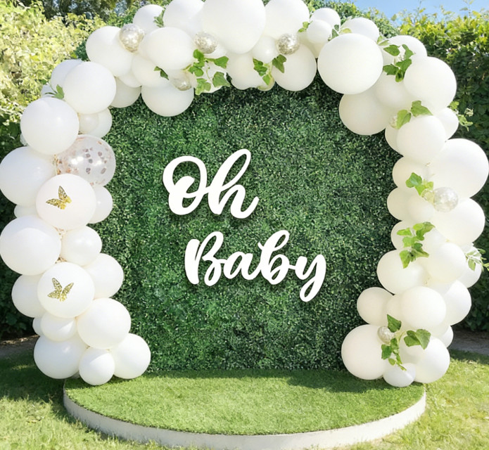 White and Wood OhBaby Hanging Sign for Valentine Wedding Birthday Decoration