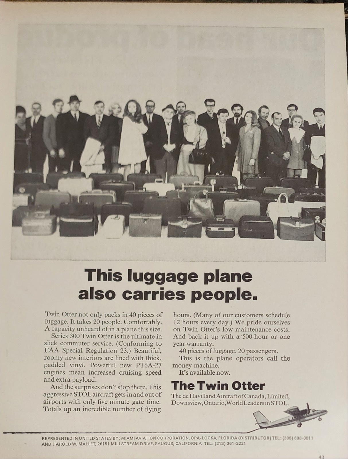 Twin Otter De Havilland Plane Picture Aviation Magazine Ad Original Wall Art