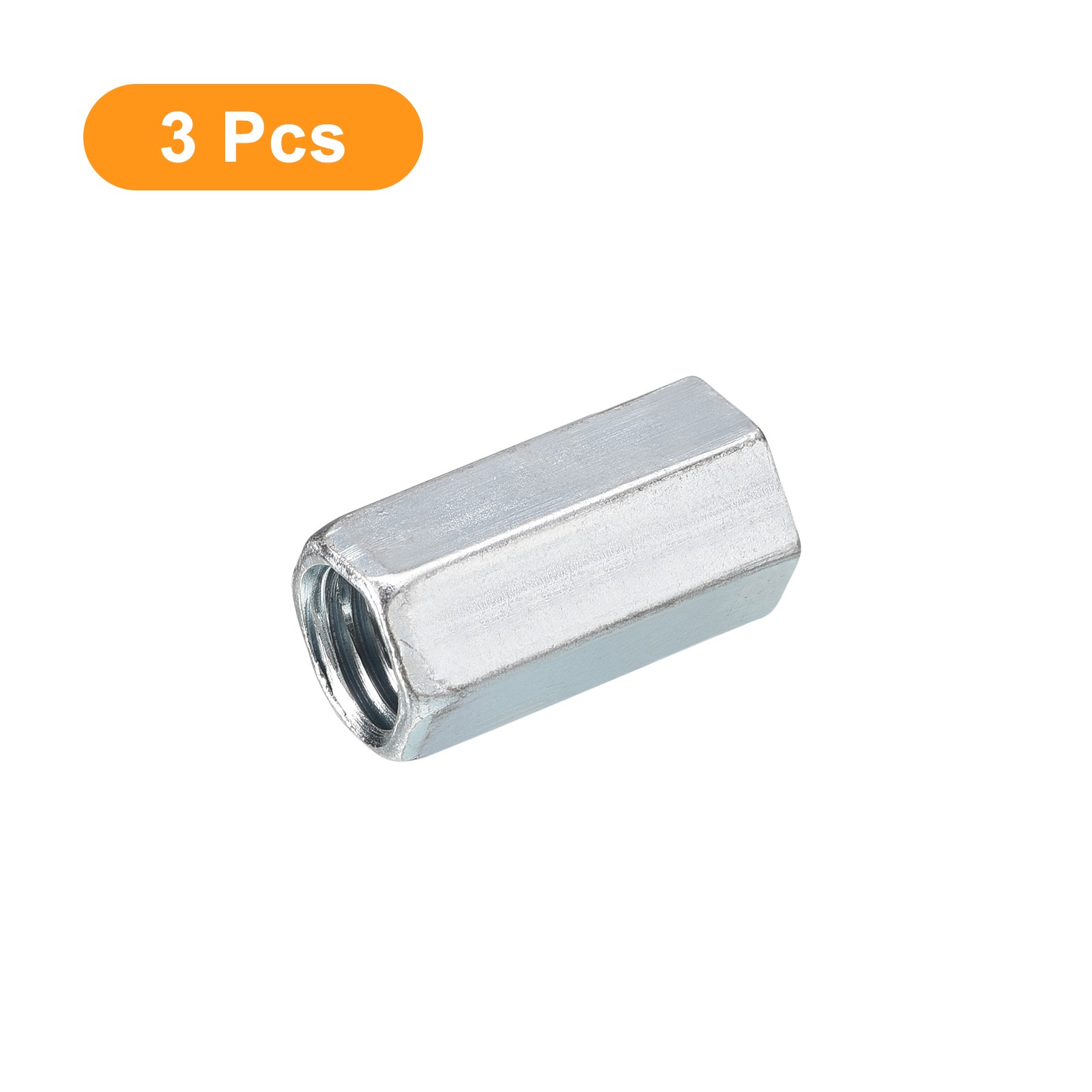 3pcs M12x19x30mm Coupling Nut, Galvanized Carbon Steel Hex Threaded Rod Coupler