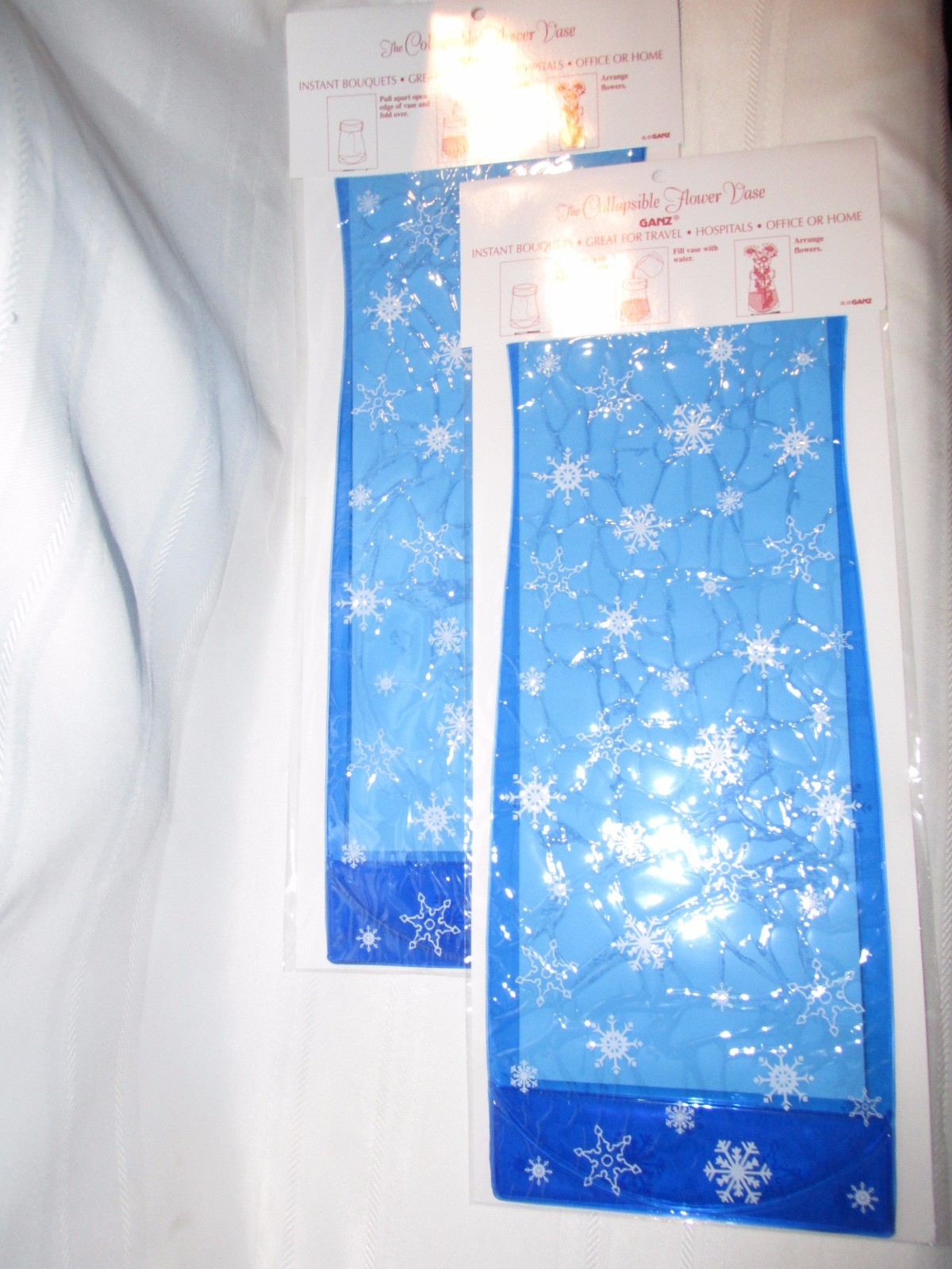 Lot of 2 NEW LARGE Folding Collapsible Reusable Flower Vases by GANZ Christmas