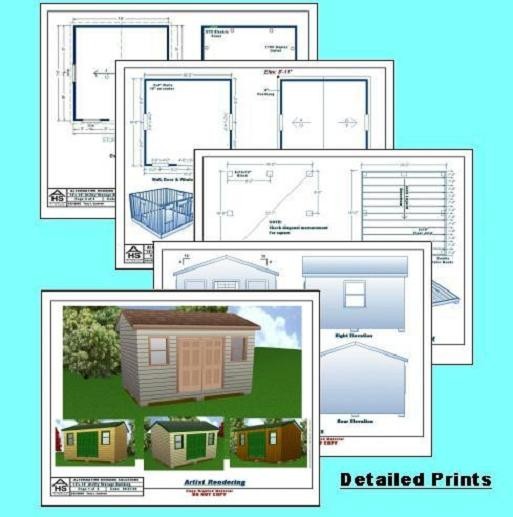 12x16 Storage Shed Plans Package, Blueprints, Material List & Instructions