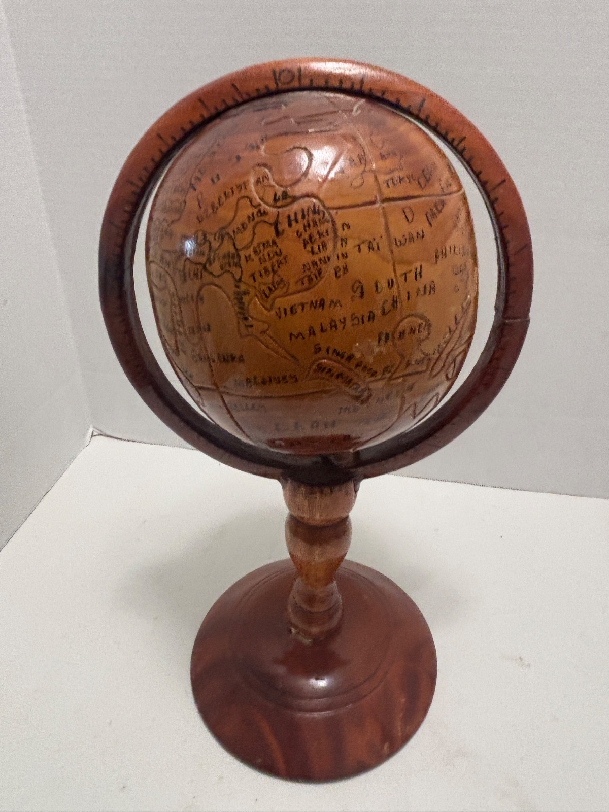 Handmade Rustic Terrestrial World Globe 14" Rotating Decorative