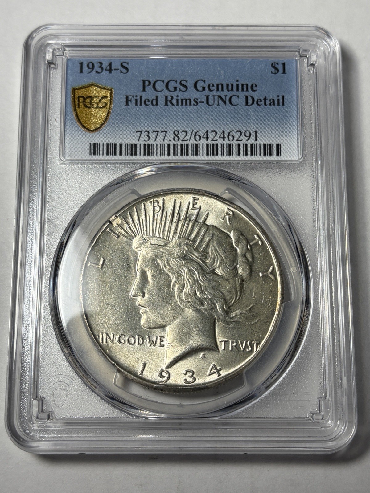 1934-S PCGS UNC Details Peace Silver Dollar