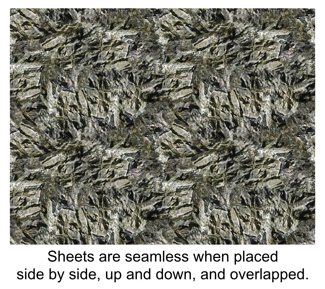 HO Scale Rock Model Train Scenery Sheets –5 Seamless 8.5x11 Gray
