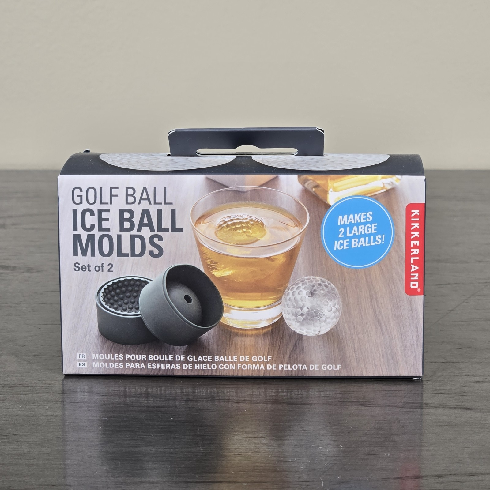 Kikkerland Golf Ball Ice Cube Ball Mold 2 Pack Fathers Day Golfer Gift Bourbon