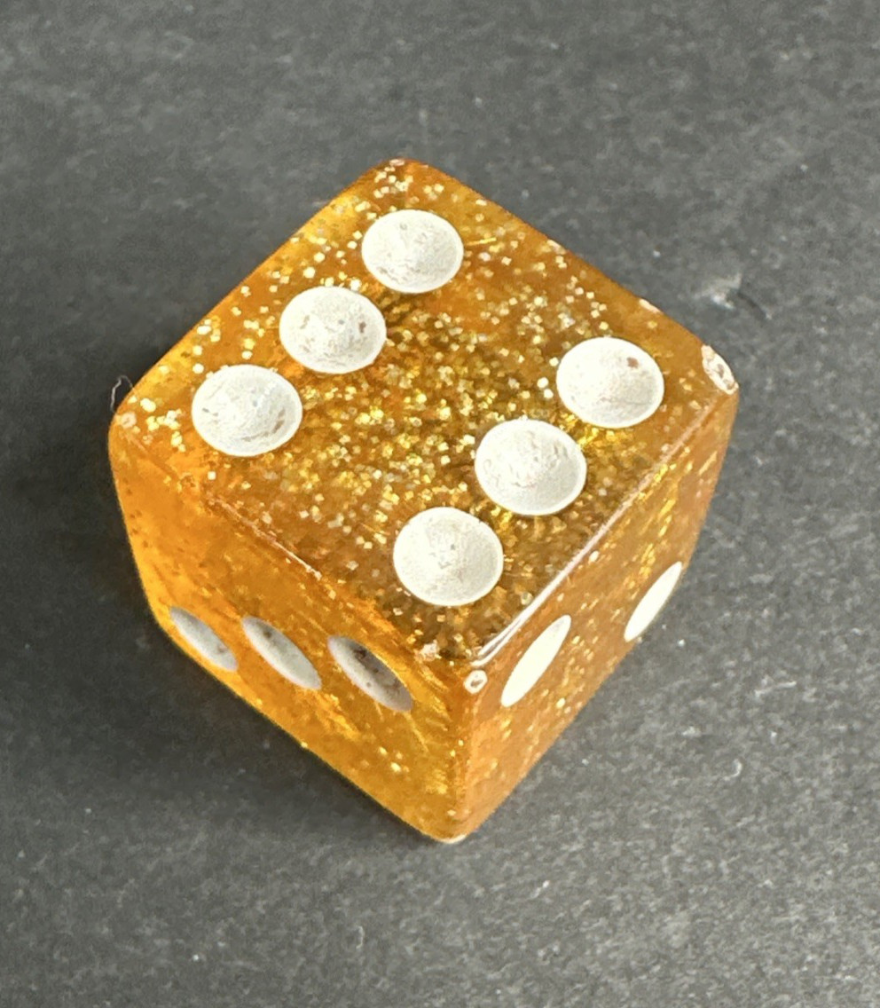 Yahtzee Deluxe Edition 1997 Gold Sparkle Replacement Dice Die Single Yellow