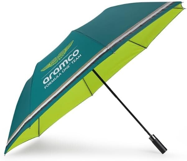 Aston Martin F1 Officiel Parapluie Compact, Coupe-Vent,Portable,Pliage,Manche