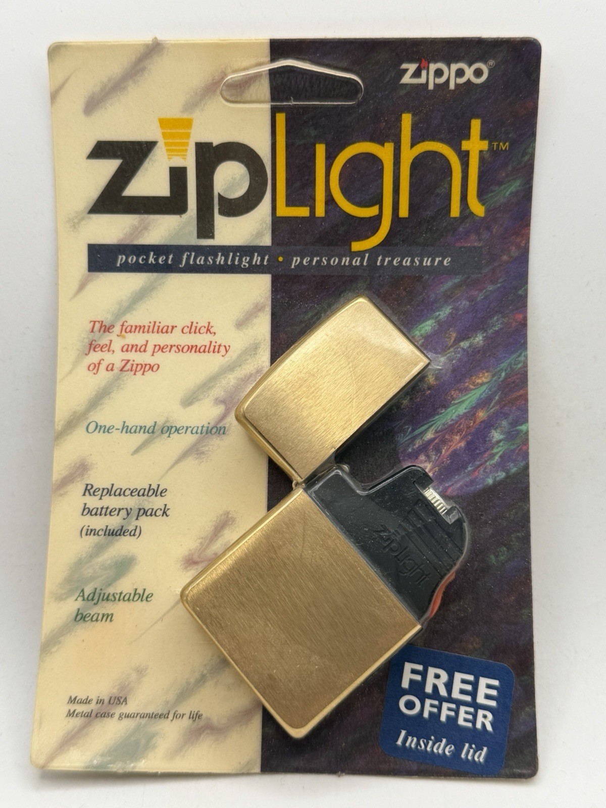 Vintage Brass Zippo ZipLight New In Original Packaging