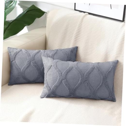 Fall Throw Pillow Covers 12x20 Inch Set of 2, 20" x 12" (Pack of 2) Blue Grey
