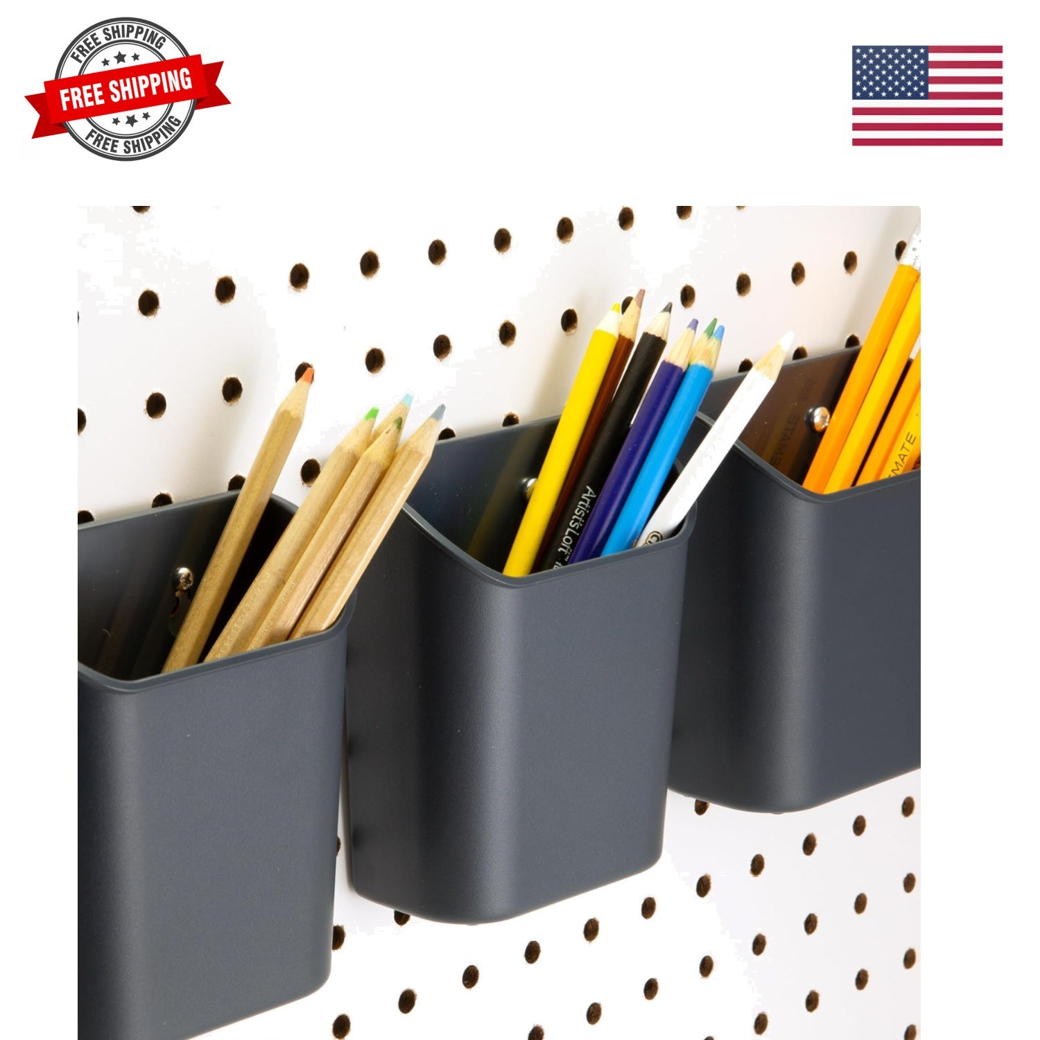 Cup Organizer, 3 Pack, Pegboard/Slatwall Organizer for Office, Classroom, Wor...