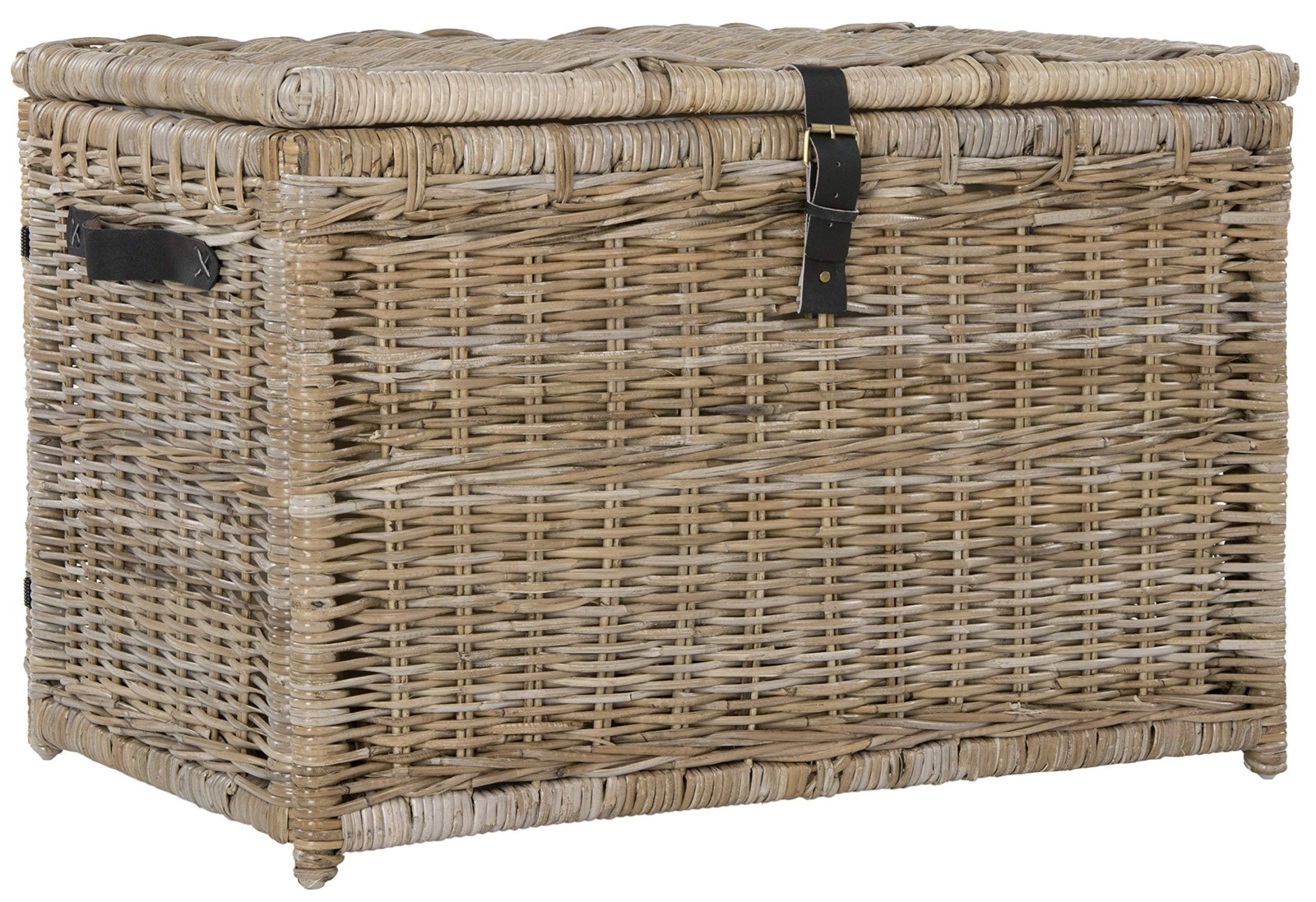 HPM9004B Michael 35" Wicker Storage Trunk, Collapsible for flat storage, Ratt...
