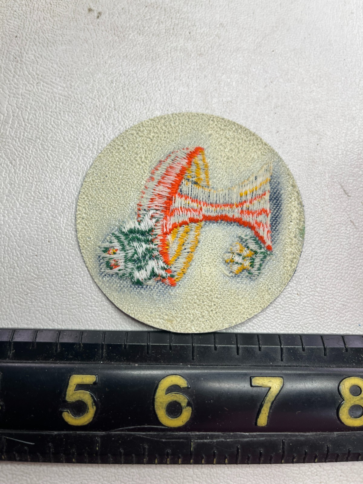 Vintage FROG FLOWER MUSHROOM Toadstool Embroidered Denim Patch M036