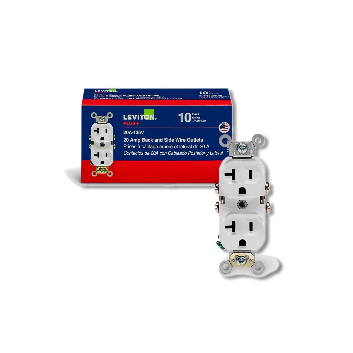 Leviton 20 amps 125 V Duplex White Outlet 5-20R 10 pk CBR20-WMP