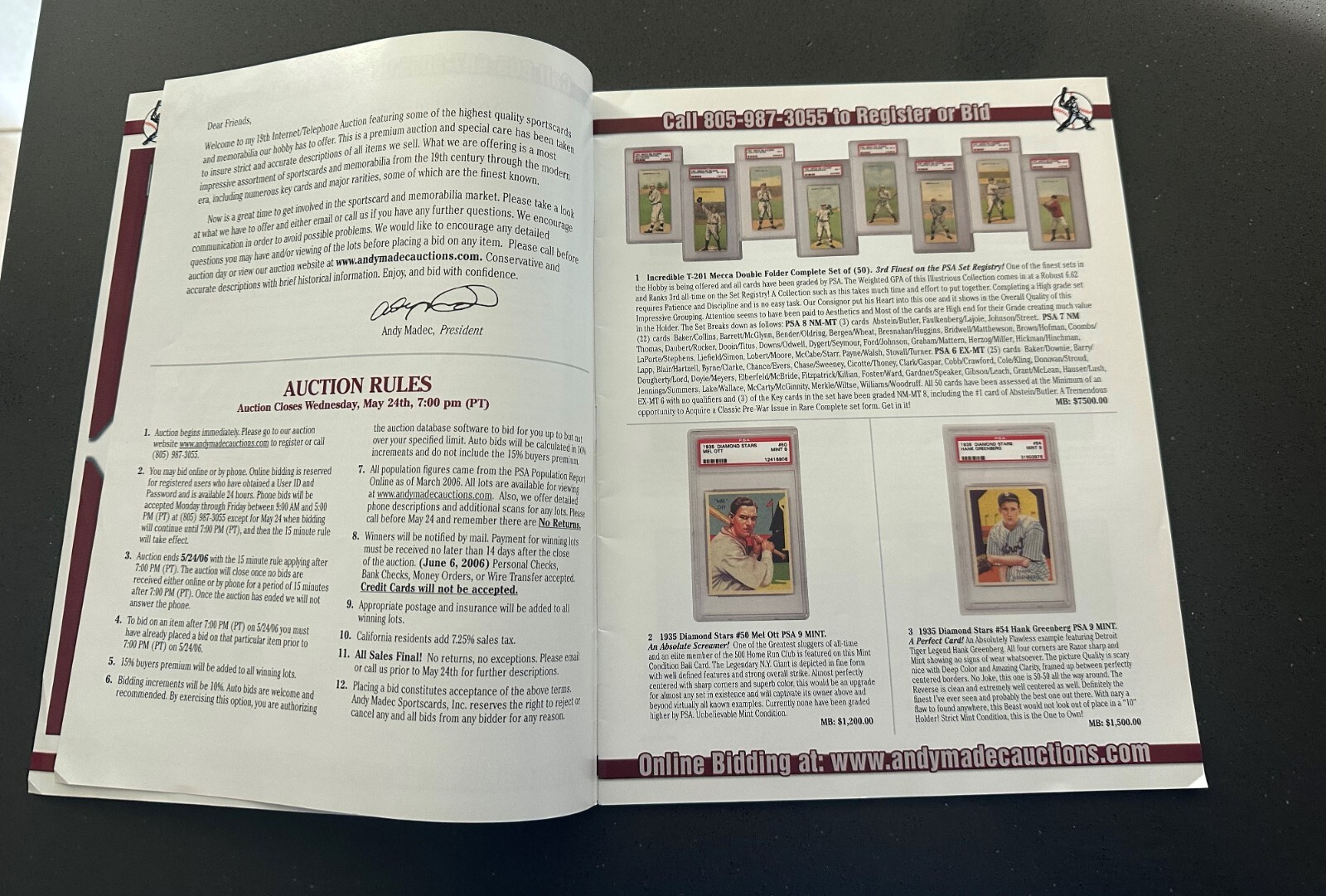 Andy Madec Sportscards Auction Catalog May 2006