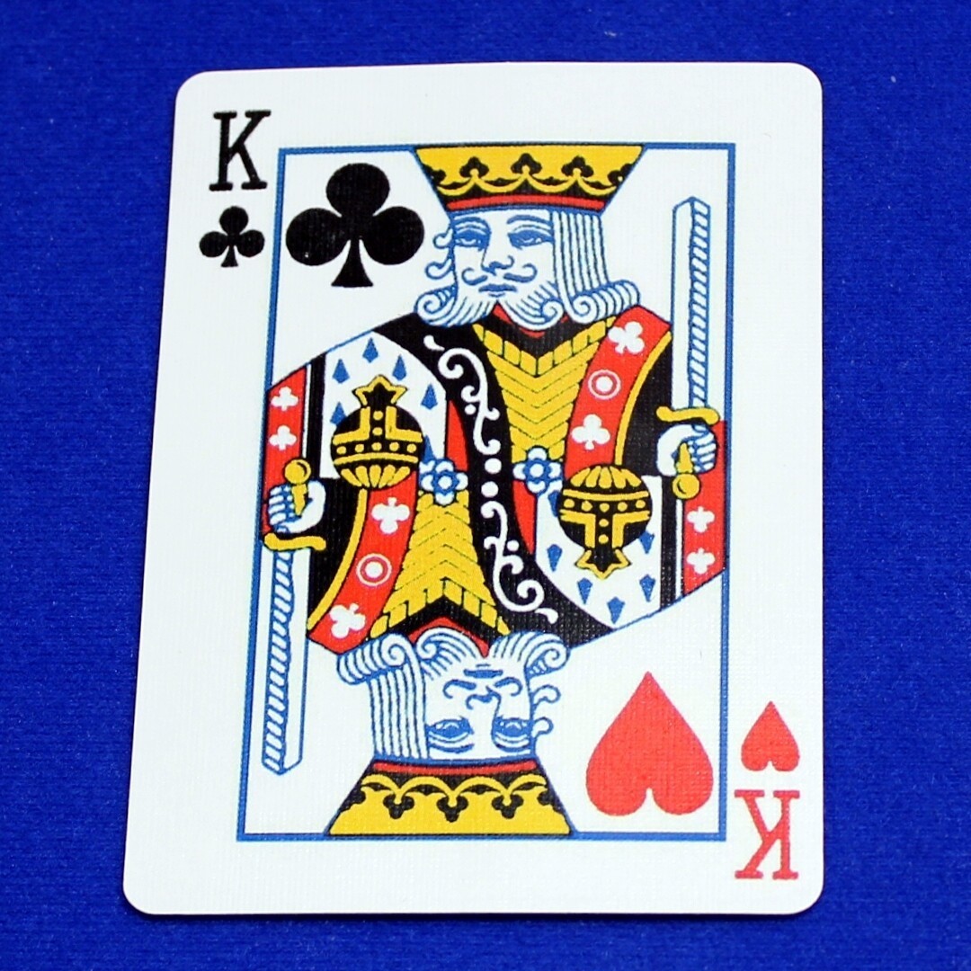 King of Clubs / Hearts - Mis-Indexed, Bicycle Printed Gaff Card, Blue