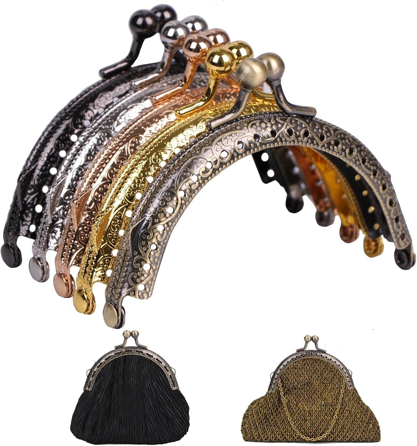 5 Color Purse Clasp Frame, Metal Purse Frame, Purse Clasps for Bag Making, Wa...