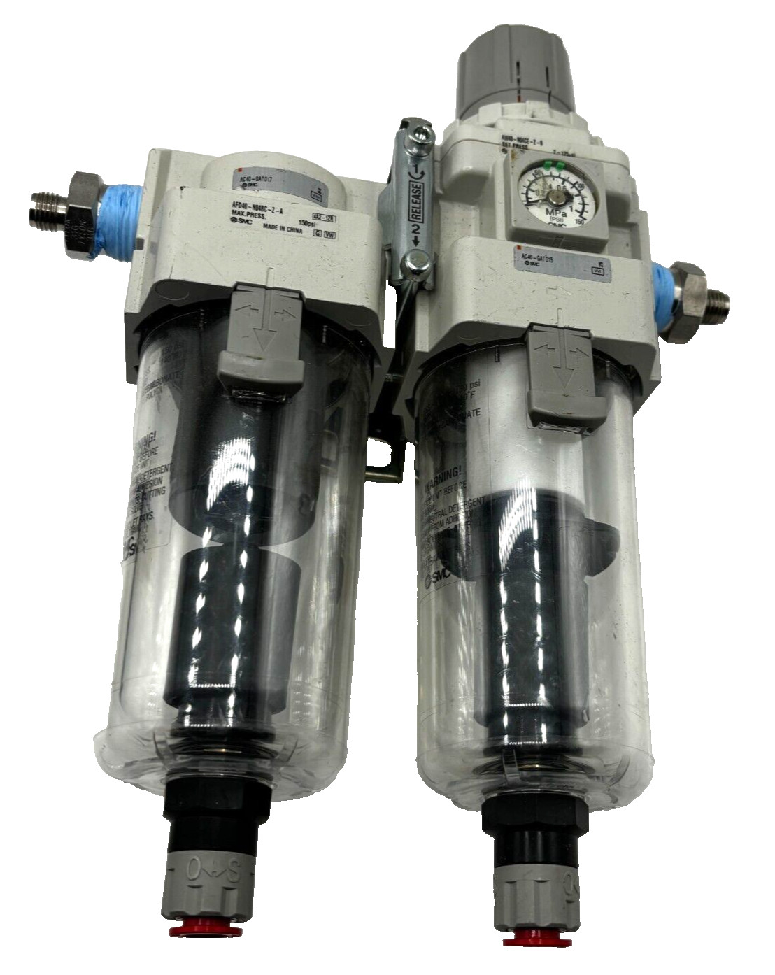 SMC AW40-NO4CE-Z-B PRESSURE REGULATOR FILTER W/ SMC AC40-GAT017 AIR FILTER 🎯