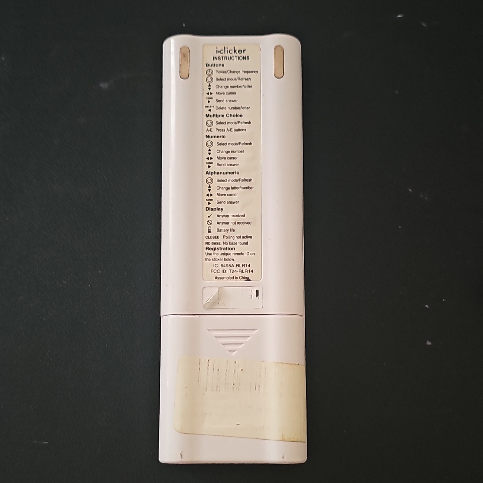 iClicker 2 Wireless Classroom Response Remote Control Clicker White A/B/C/D/E