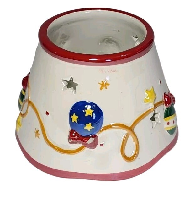 Small Christmas Candle Topper Ornaments Exclusively LNT 4.5" Embossed Ceramic