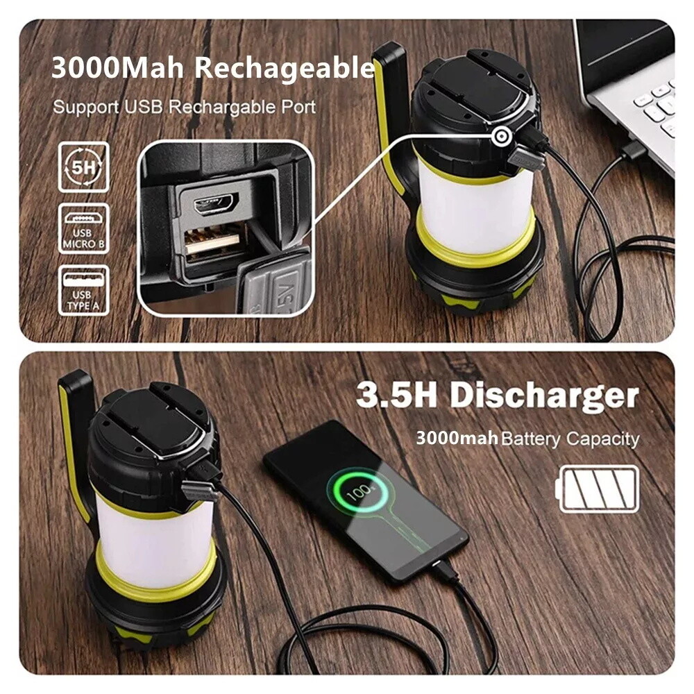 LED Camping USB Lantern Rechargeable Camping Tent Light Lamp Flashlight Portable
