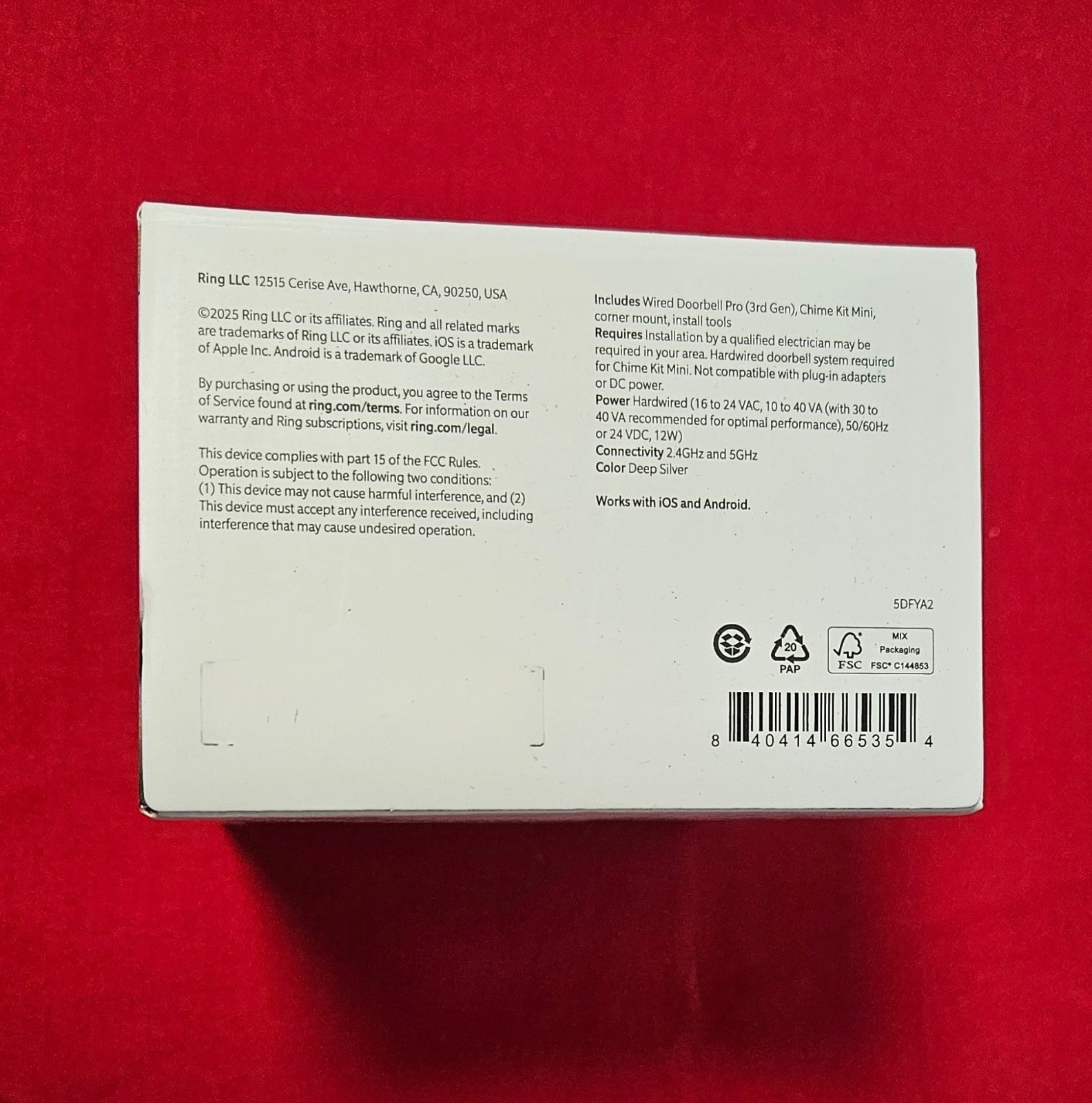 Ring Wired Doorbell Pro (3rd Gen) Retinal 4K New+ Sealed