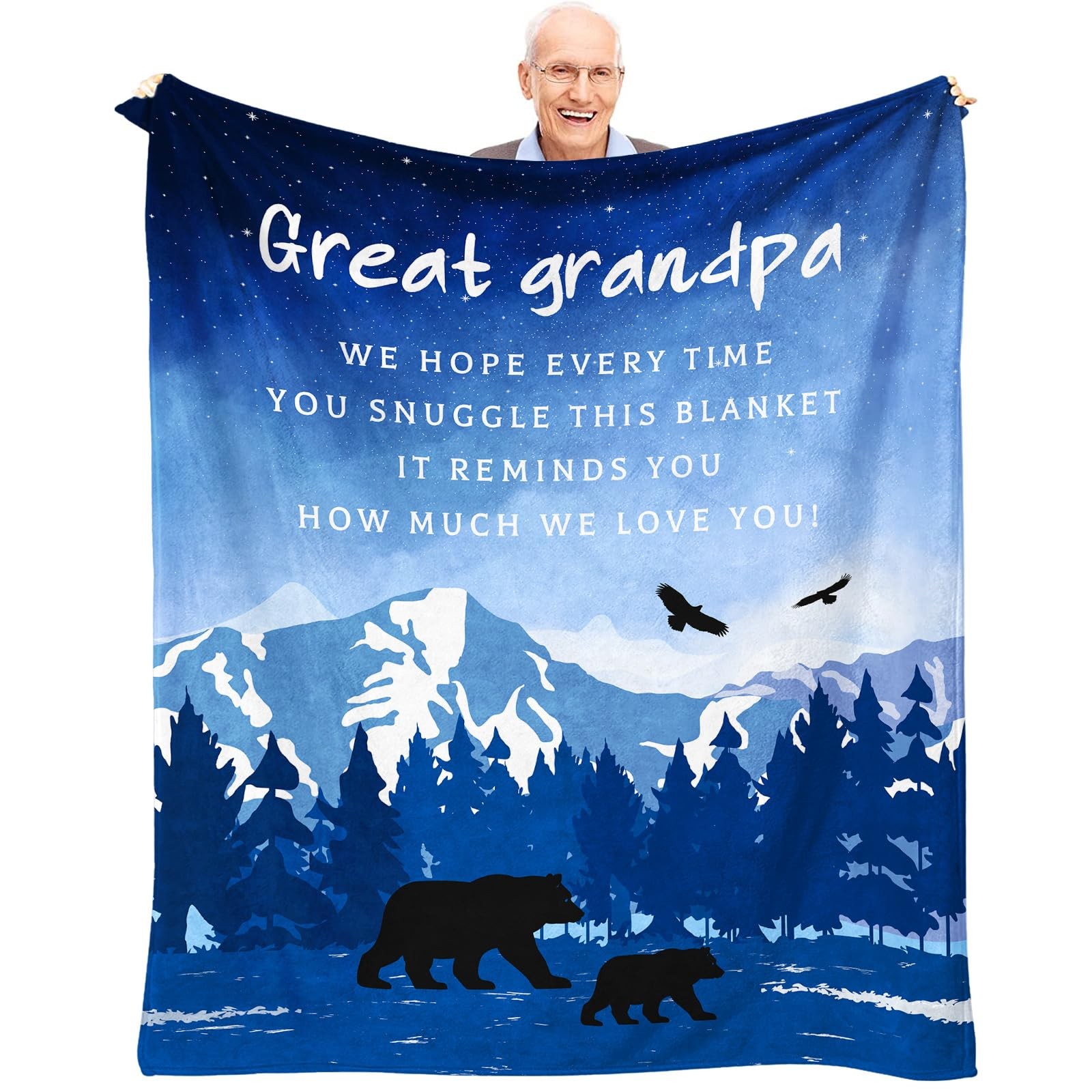 AIYUBOFUN Best Fathers Day Great Grandpa 60 X 50 Inch, Blue-great