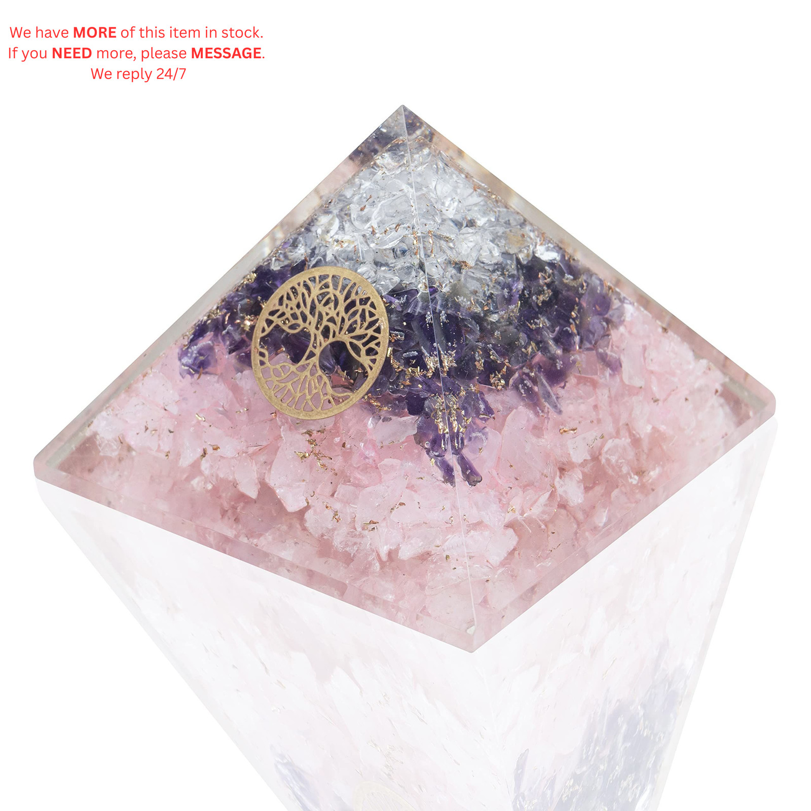 Crystal Amethyst Rose Quartz Orgone Pyramid - Multi Color