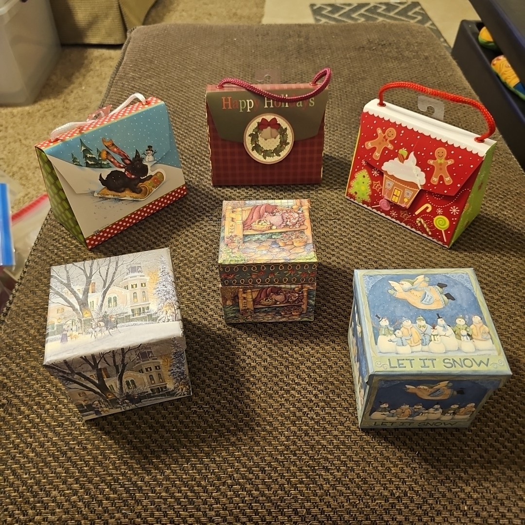 6 Small Christmas Boxes/ Packages All New