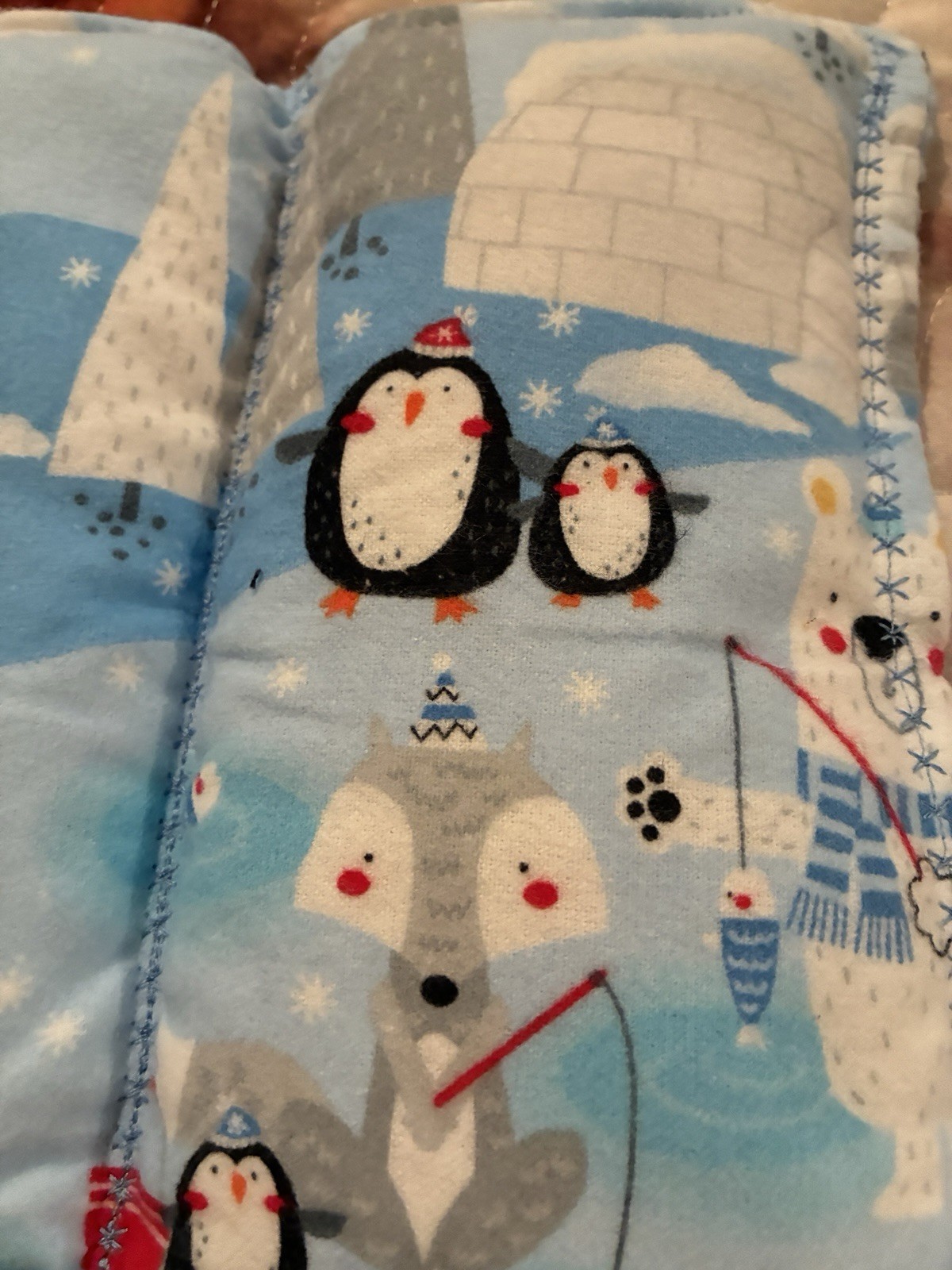 Cold & Hot Pack Reusable Fabric Therapy Pad Rectangle Blue/Beige Winter Print