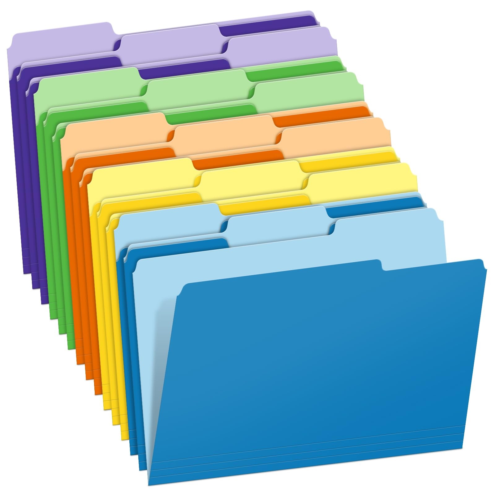 Two-Tone Color File Folders, 15 Pack Letter Size Folders with 5 Multicolor