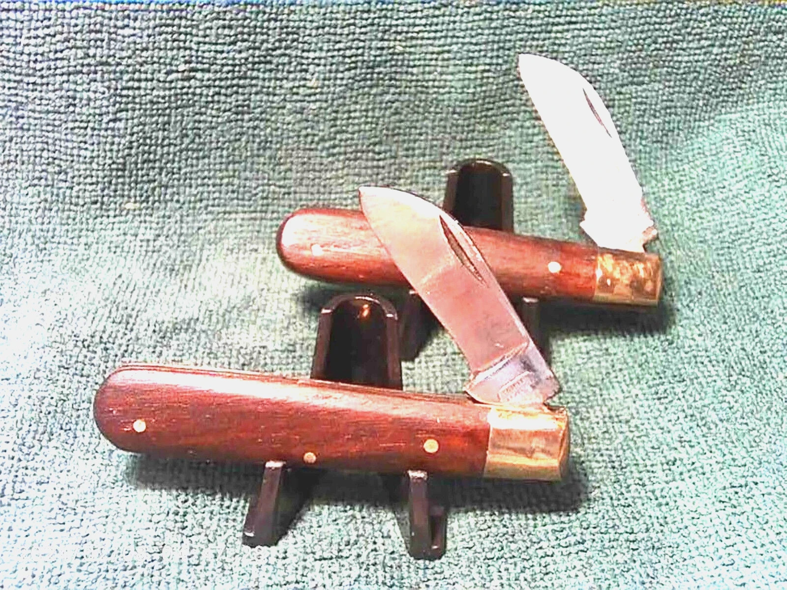 SPECIAL (2) Sodbuster Work Utility Knives Wood Handles Stainless Blades, 3-1/2"