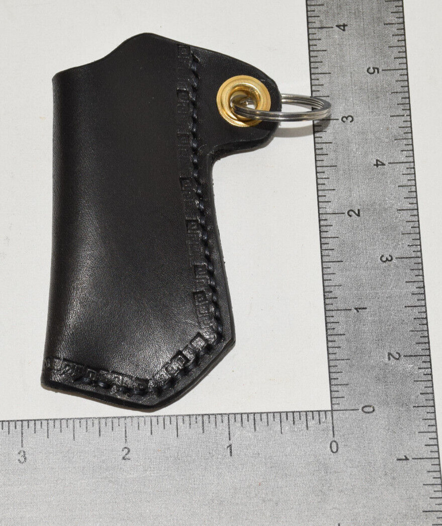 Black Leather Lighter Case Sleeve Holder for BIC Standard Size Lighters Handmade