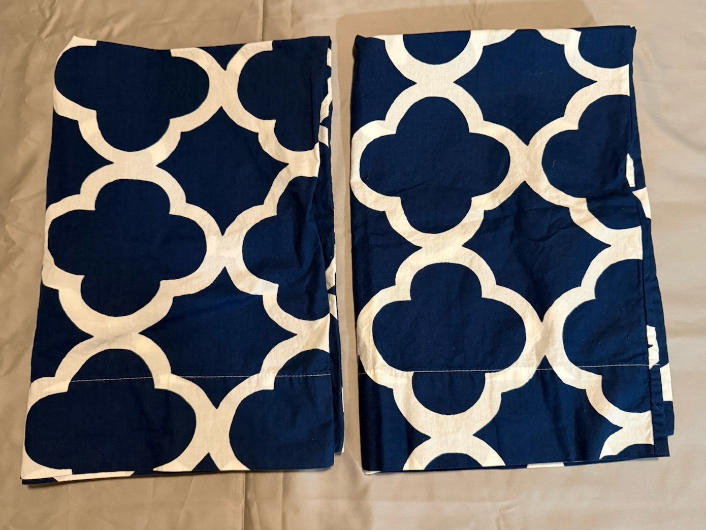 Pottery Barn Teen 2-Navy/White Lucky Clover Standard Size Pillowcases