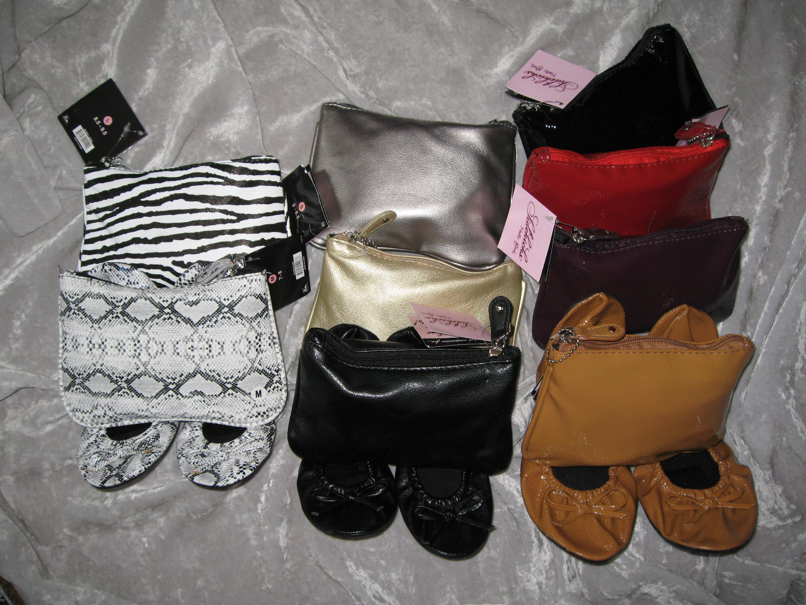 Sidekicks Foldable Ballet Style Shoes Matching Zipper Case Travel NEW!