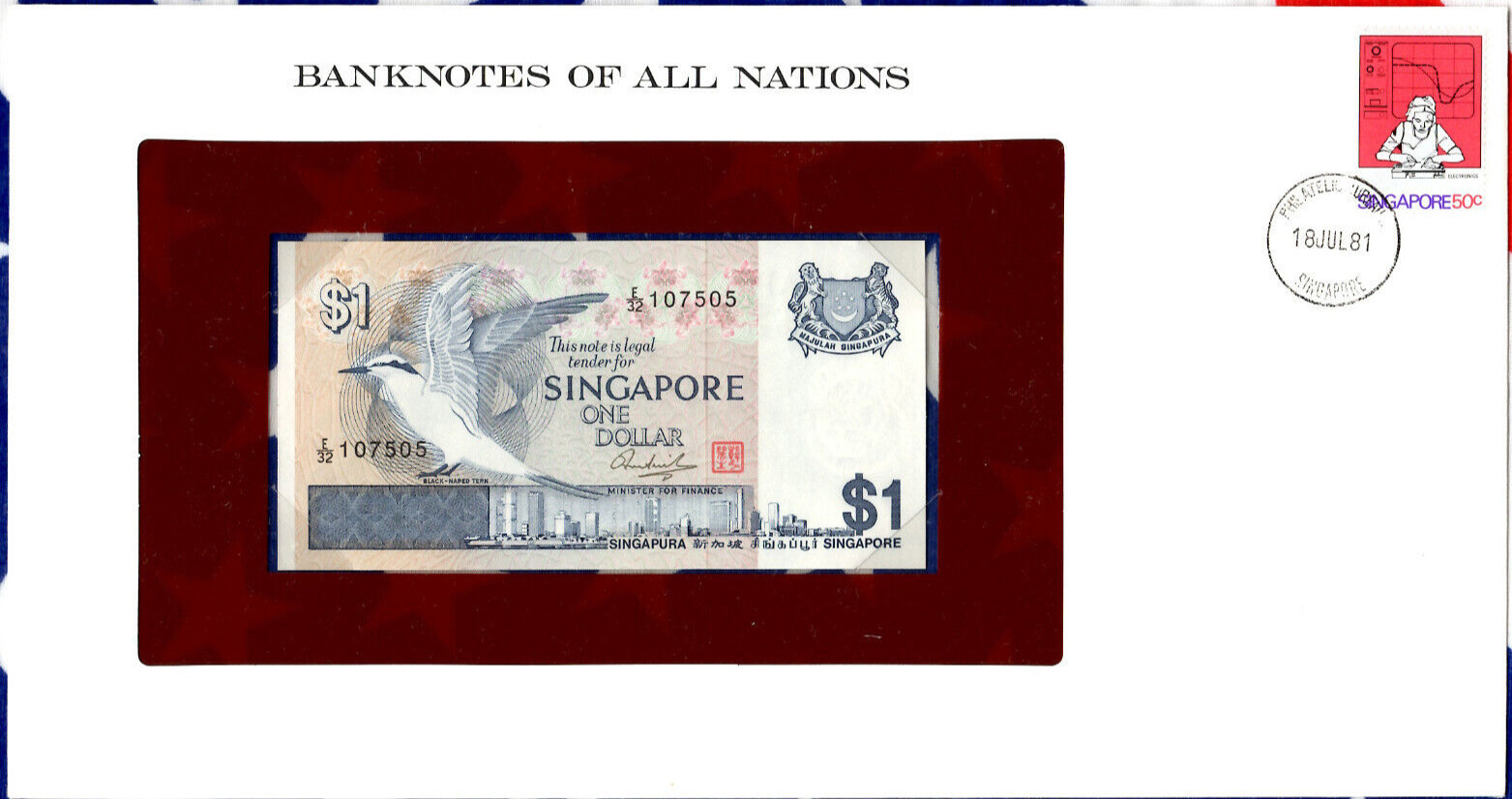 Banknotes of All Nations Singapore P 9 1 Dollar 1976 Prefix E/32 107505